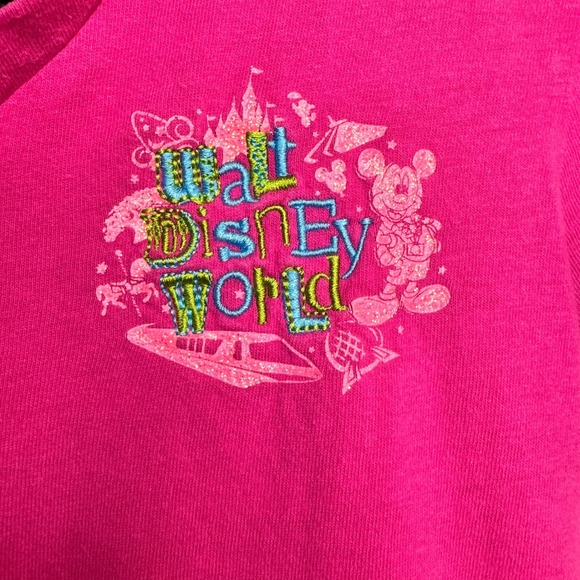 Disney‎ Parks Pink Walt Disney World V-Neck T-Shirt Women's Large - Picture 1 of 7